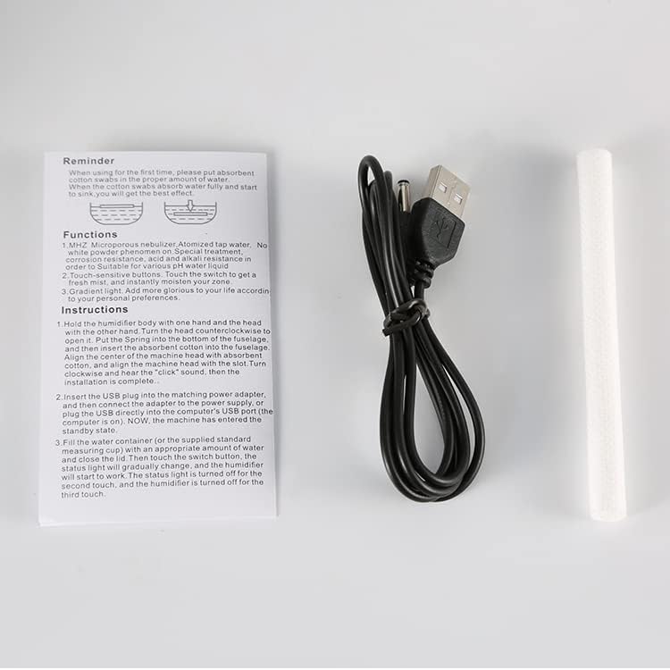 Комплект увлажнителя: USB-кабель, фильтр и инструкция